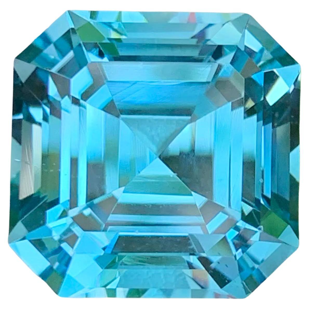 29.55 Carat Natural Loose Swiss Blue Topaz Asscher Cut Madagascar's Gemstone For Sale