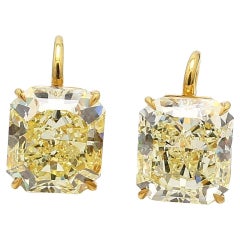 29.57 Karat Strahlenschliff Fancy Gelber VVS2 Diamant 18K YG baumelnde Ohrringe