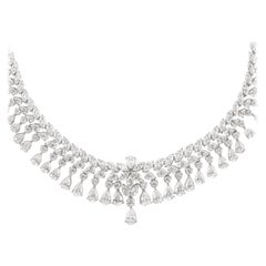 29.58 Carat Pear, Marquise, and Round Diamonds 18 Karat White Gold Necklace