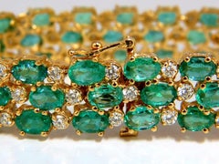 29.58ct Green Natural Emerald Diamonds Three Row Prime Bracelet 14k G/VS