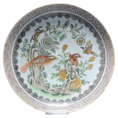 Antique Chinese Porcelain 19C Cantonese Dish Birds Butterflies Flowers