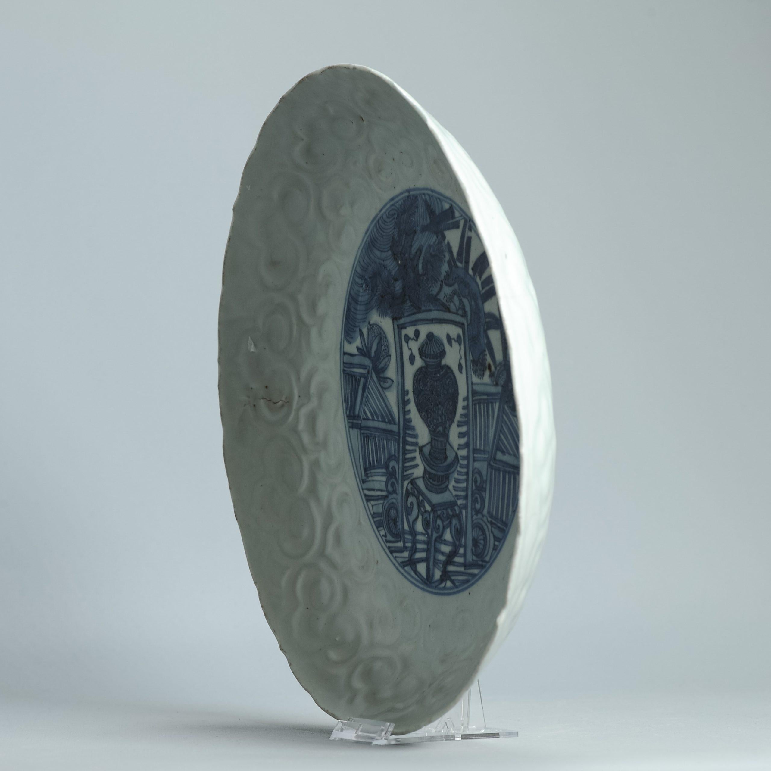 29.5CM Grande raro Wanli Antico Periodo Ming Porcellana Cinese Piatto di alta qualità in vendita 1