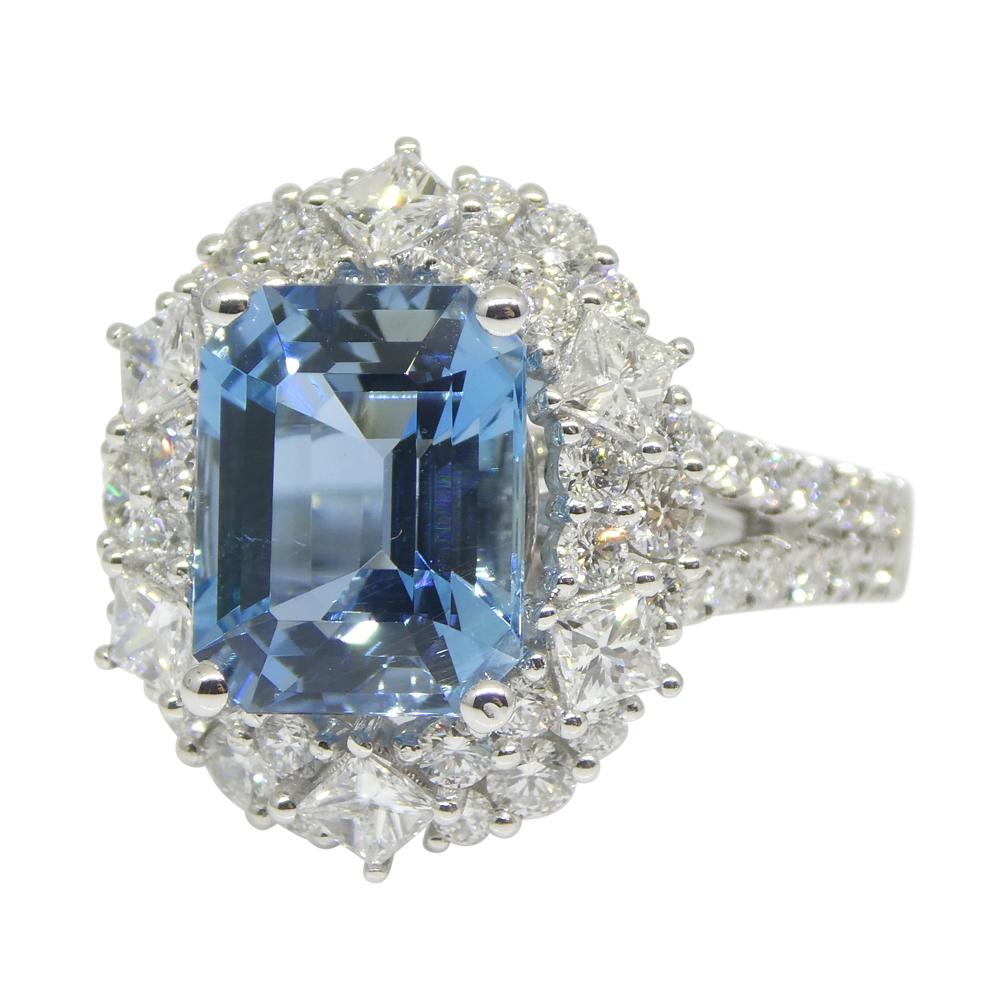 2.95ct Aquamarine, Diamond Cocktail/Statement Ring 18K White Gold, Santa Maria 7