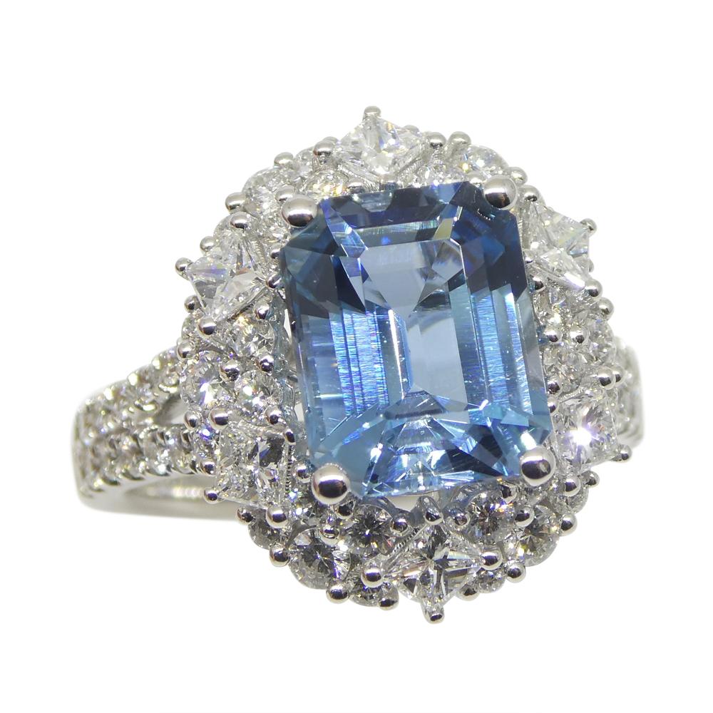 2.95ct Aquamarine, Diamond Cocktail/Statement Ring 18K White Gold, Santa Maria In New Condition For Sale In Toronto, Ontario