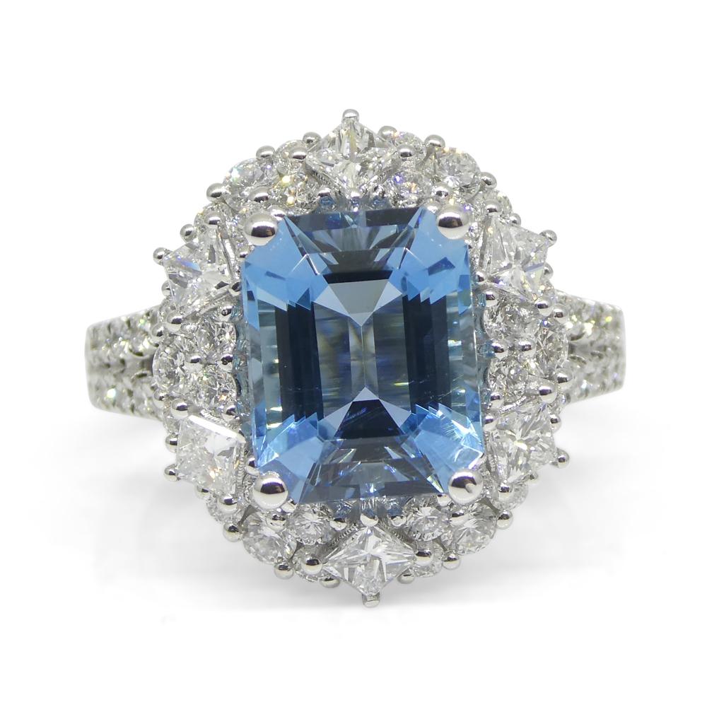2.95ct Aquamarine, Diamond Cocktail/Statement Ring 18K White Gold, Santa Maria 2