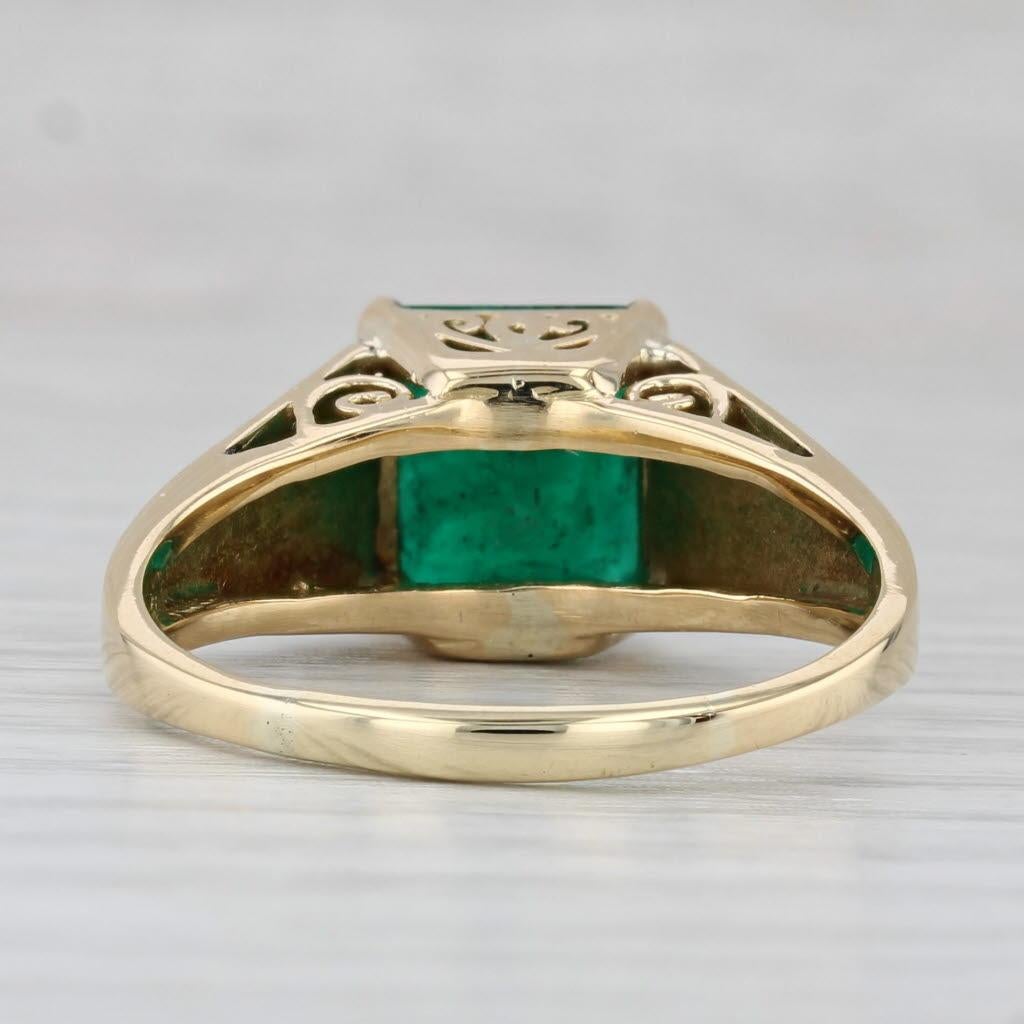 Taille émeraude Bague solitaire en or jaune 18 carats avec émeraude 2,95 carats, taille 11,5 en vente