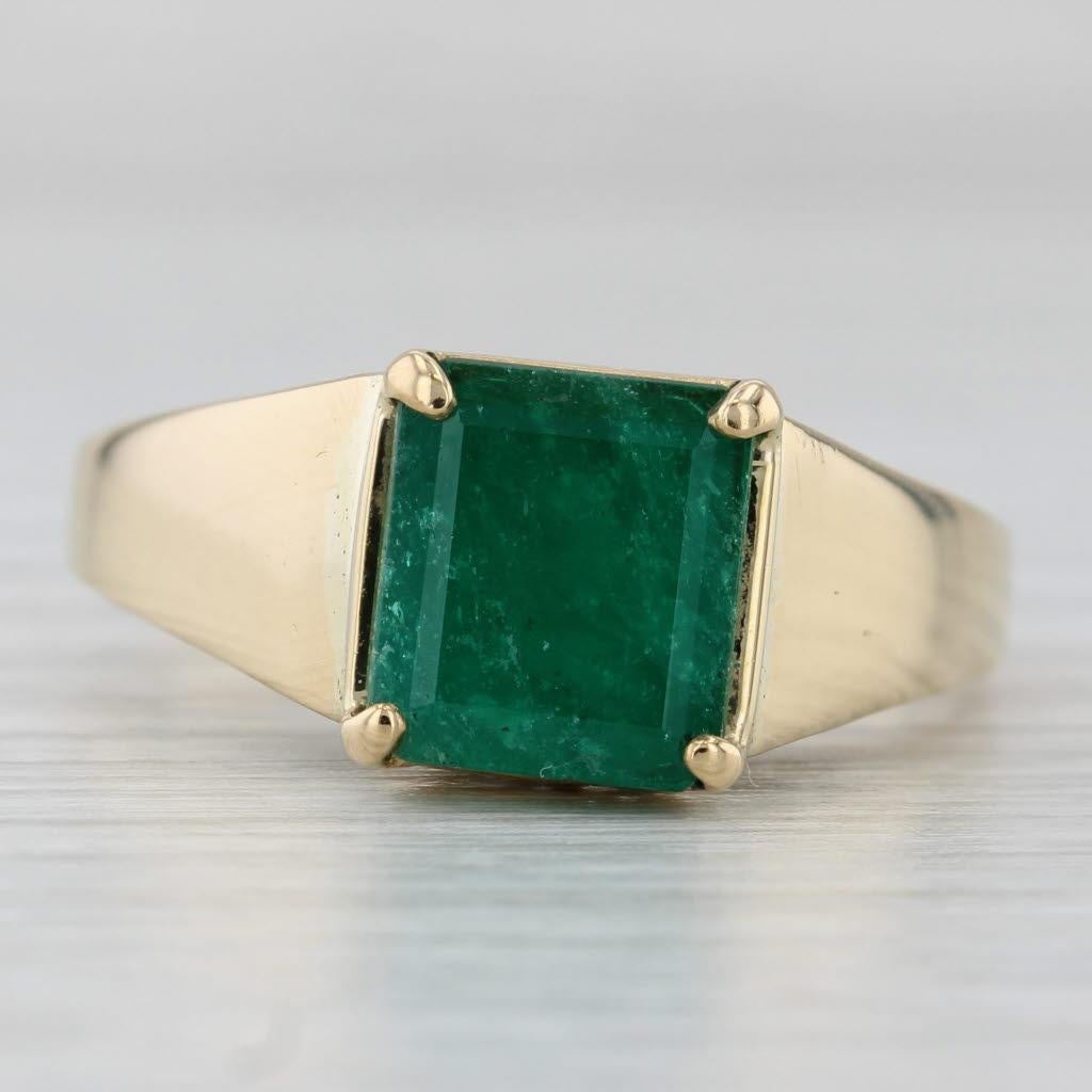 Bague solitaire en or jaune 18 carats avec émeraude 2,95 carats, taille 11,5 Unisexe en vente