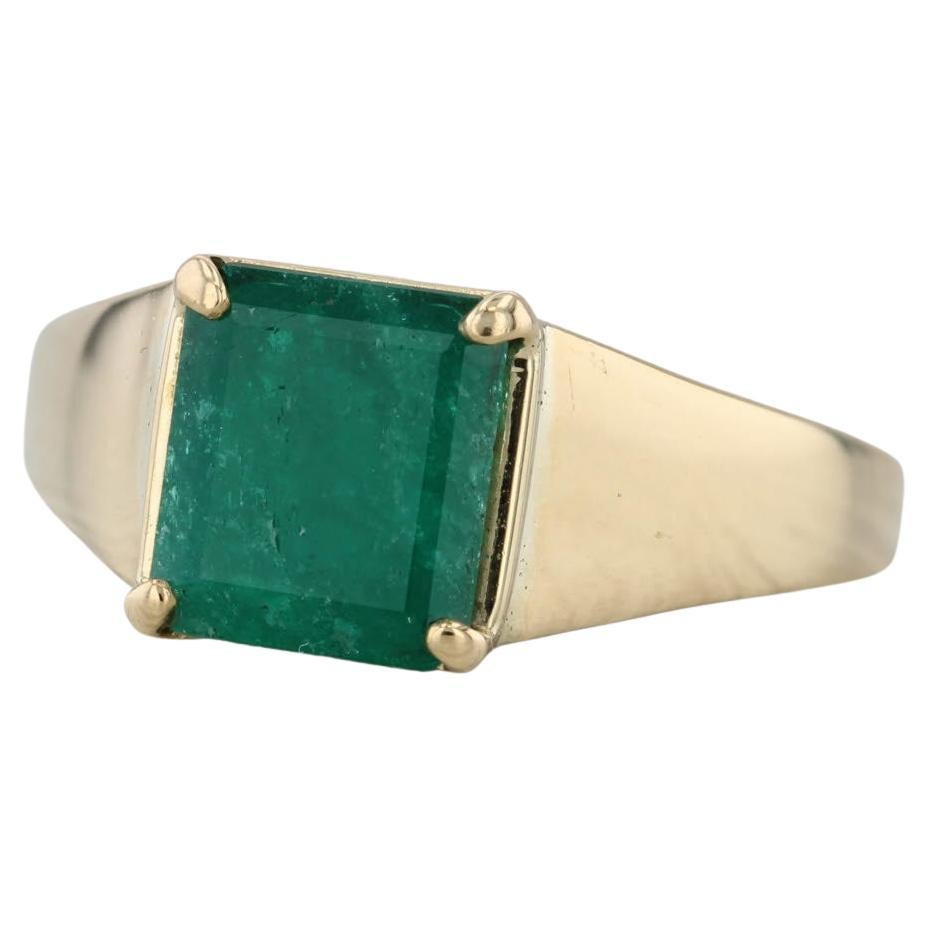 2.95ct Emerald Solitaire Ring 18k Yellow Gold Size 11.5