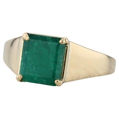 2.95ct Emerald Solitaire Ring 18k Yellow Gold Size 11.5