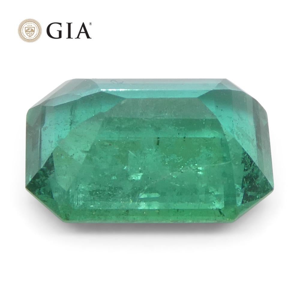 2.95ct Octagonal/Emerald Cut Green Emerald GIA Certified Zambia (F1) For Sale 8