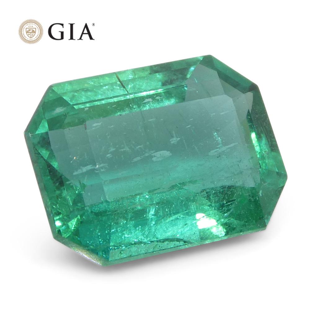 2.95ct Octagonal/Emerald Cut Green Emerald GIA Certified Zambia (F1) For Sale 4