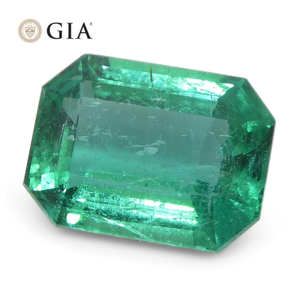 2.95ct Octagonal/Emerald Cut Green Emerald GIA Certified Zambia (F1) For Sale 6