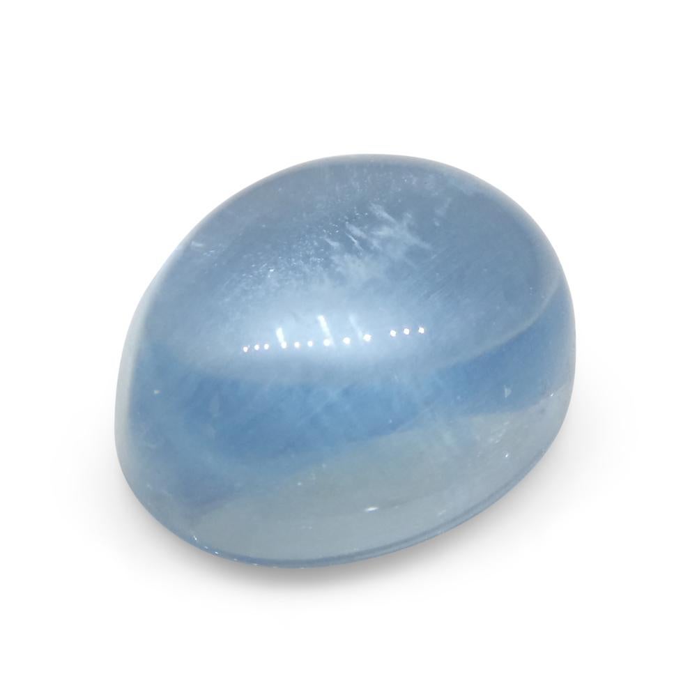 Women's or Men's 2.95ct Oval Cabochon Blue Aquamarine from Brazil For Sale