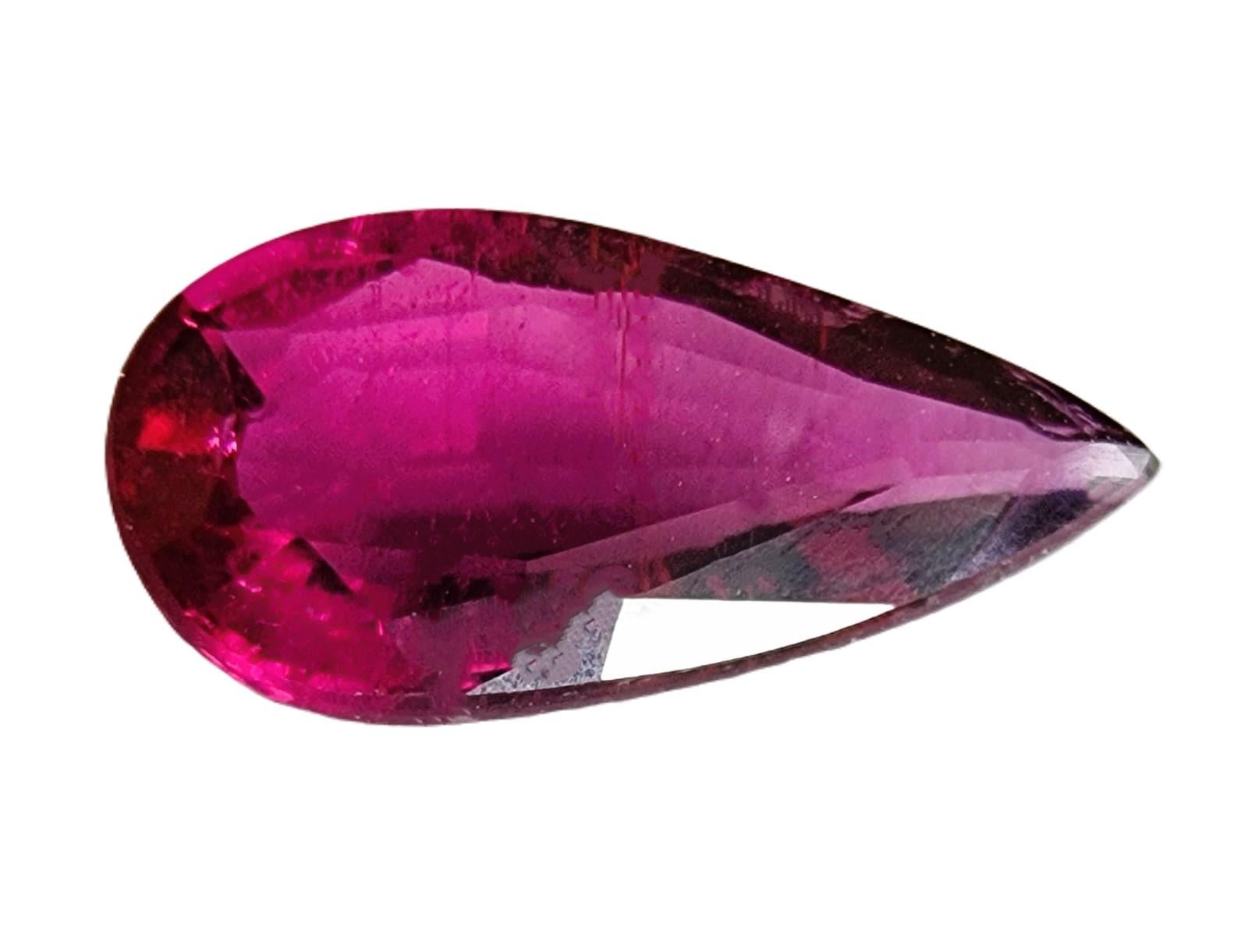 2.95ct Pear Cut Pinkish Red Rubellite Tourmaline Gemstone For Sale 1