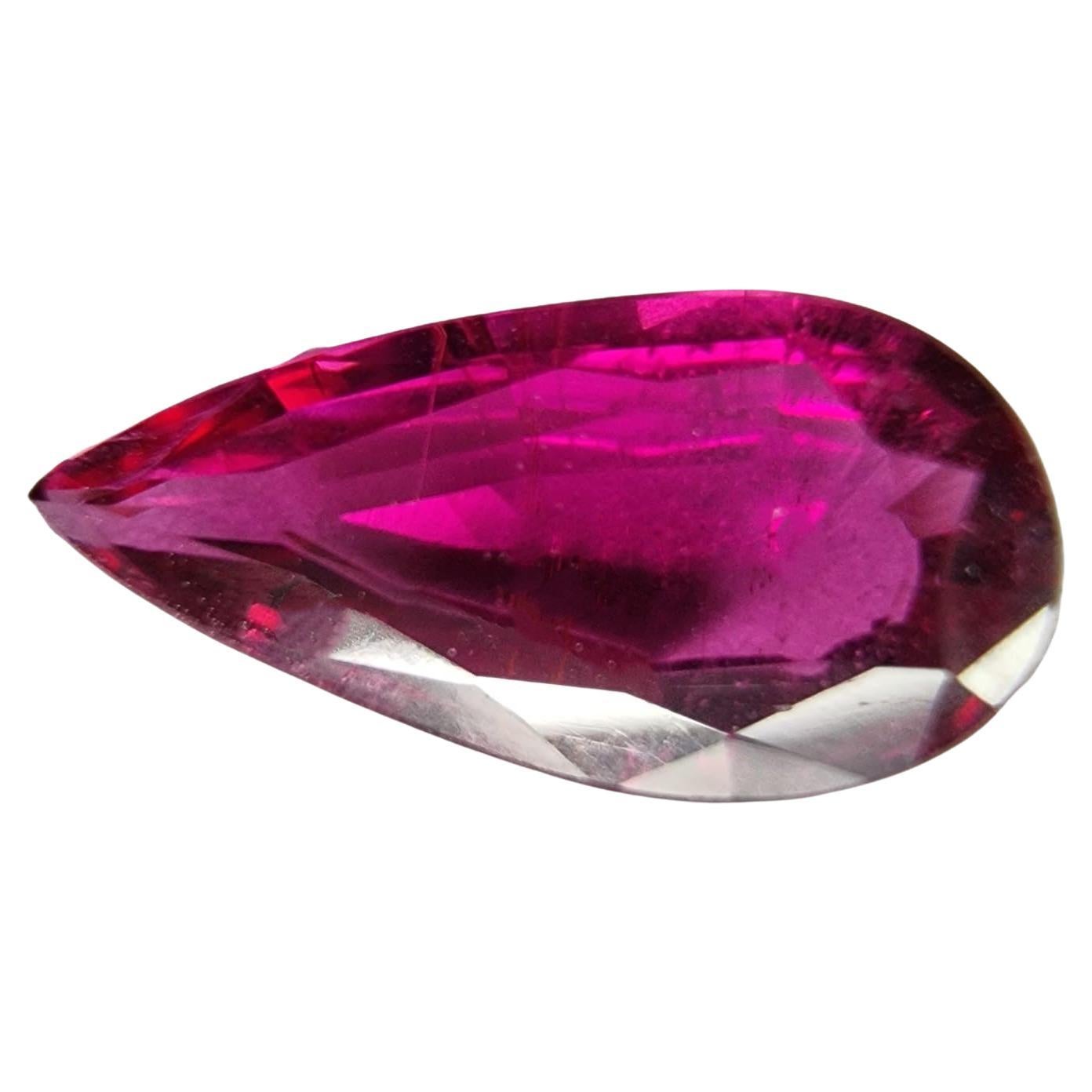 2.95ct Pear Cut Pinkish Red Rubellite Tourmaline Gemstone For Sale