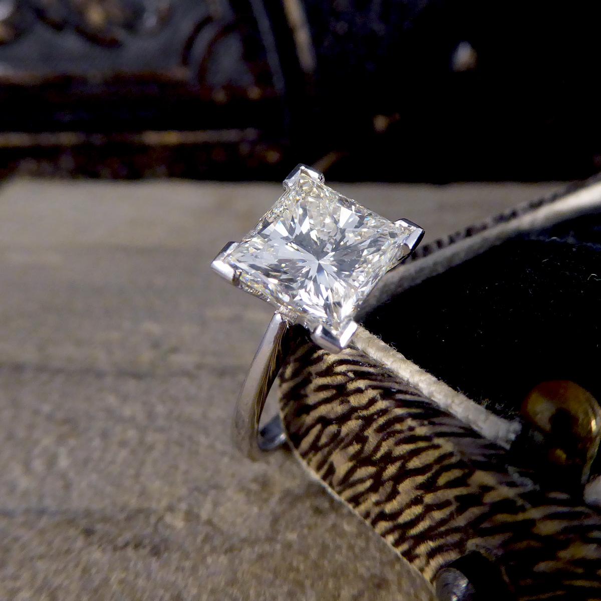 2.95 Carat Princess Cut Diamond Solitaire Engagement Ring in 18 Carat White Gold 1