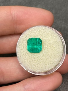 2.95ct Rich Medium Green Asscher Cut Muzo Emerald Genuine May Birthstone