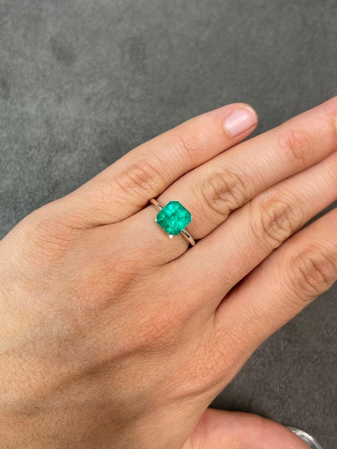 Femenino o masculino 2,95 ct Esmeralda Muzo corte Asscher verde medio rica genuina piedra de nacimiento de mayo en venta