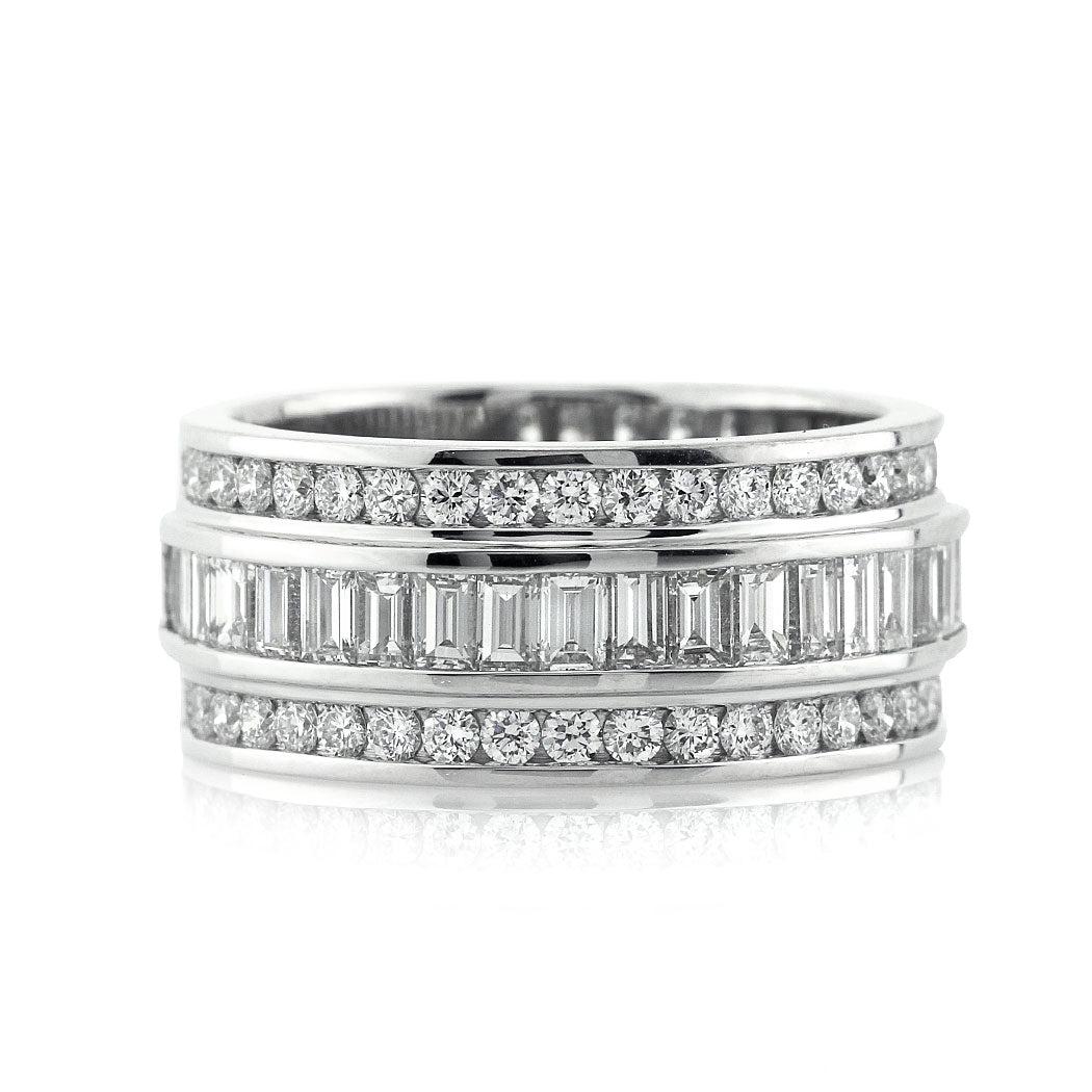 2.95ct Round and Baguette Cut Diamond Wedding Band For Sale