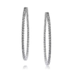 2.95ct Round Brilliant Cut Diamond Hoop Earrings