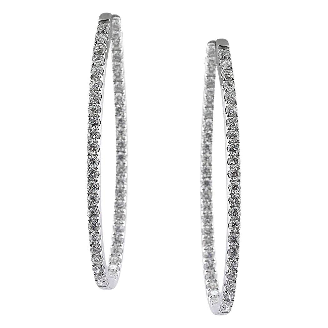 2.95ct Round Brilliant Cut Diamond Hoop Earrings