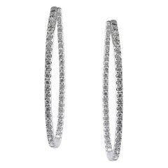 2.95ct Round Brilliant Cut Diamond Hoop Earrings