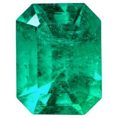 2,96 Karat 10x7,5 Intense Bluish Green Loser kolumbianischer Smaragd im Smaragdschliff May