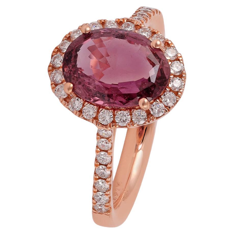 2.96 Carat Clear Pink Spinel Ring with 0.42 Carats of White Diamonds For Sale