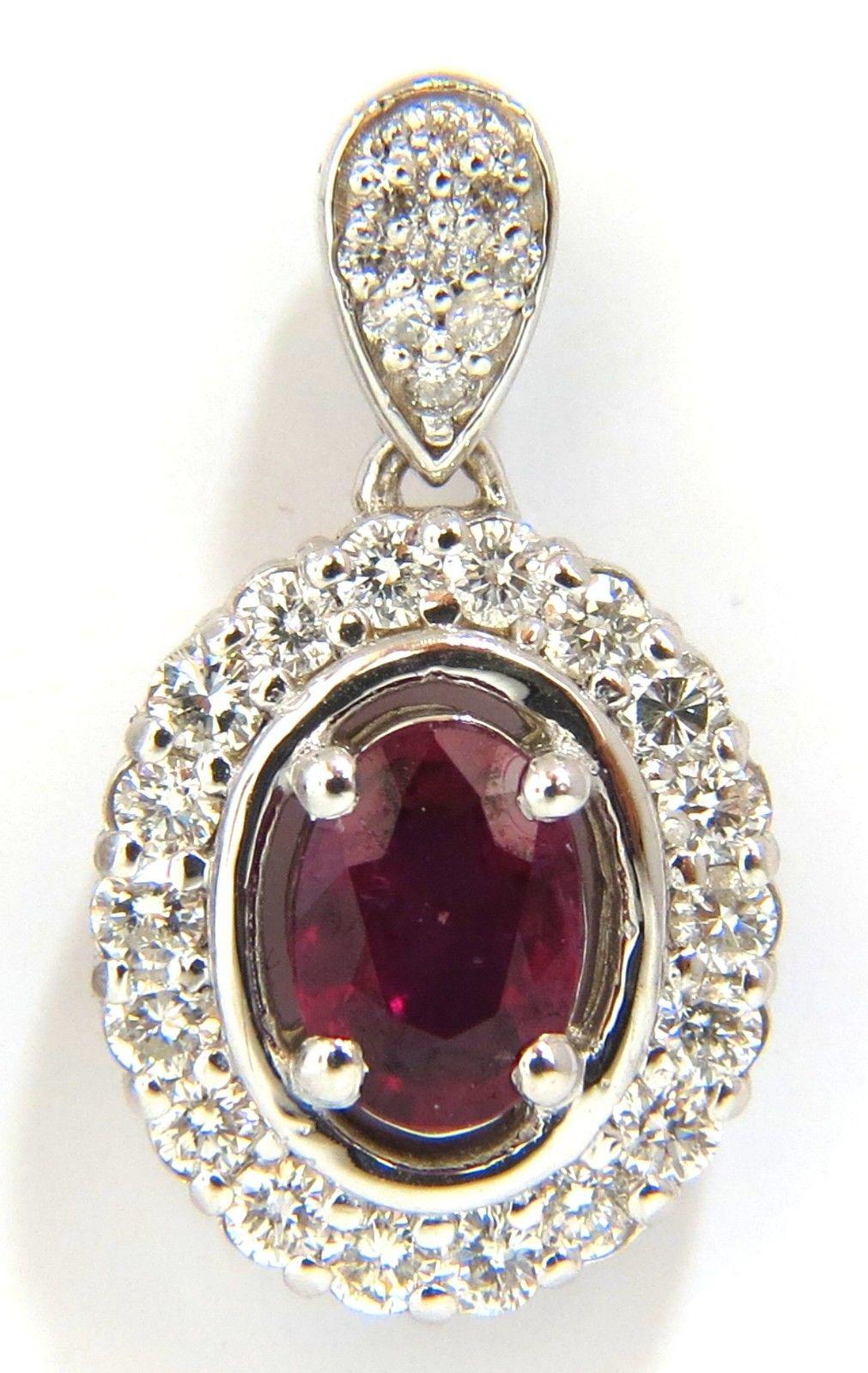 2.96 Carat Natural Oval Bright Purple Red Ruby Diamond Dangle Earrings 14 Karat 2