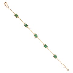 2.96 Carat Octagon Emerald Stackable Chain Bracelet in 14k Yellow Gold