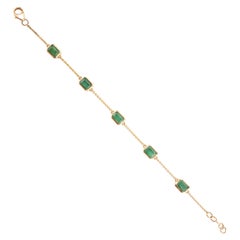 Bracelet empilable en or jaune 14k avec émeraude octogonale de 2,96 carats