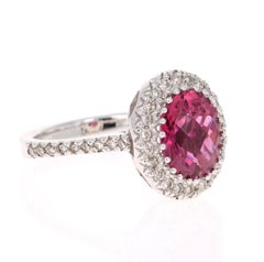 2,96 Karat Pink Turmalin Diamant 14 Karat Weißgold Ring