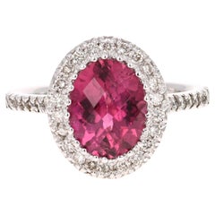 2,96 Karat Pink Turmalin Diamant 14 Karat Weißgold Ring