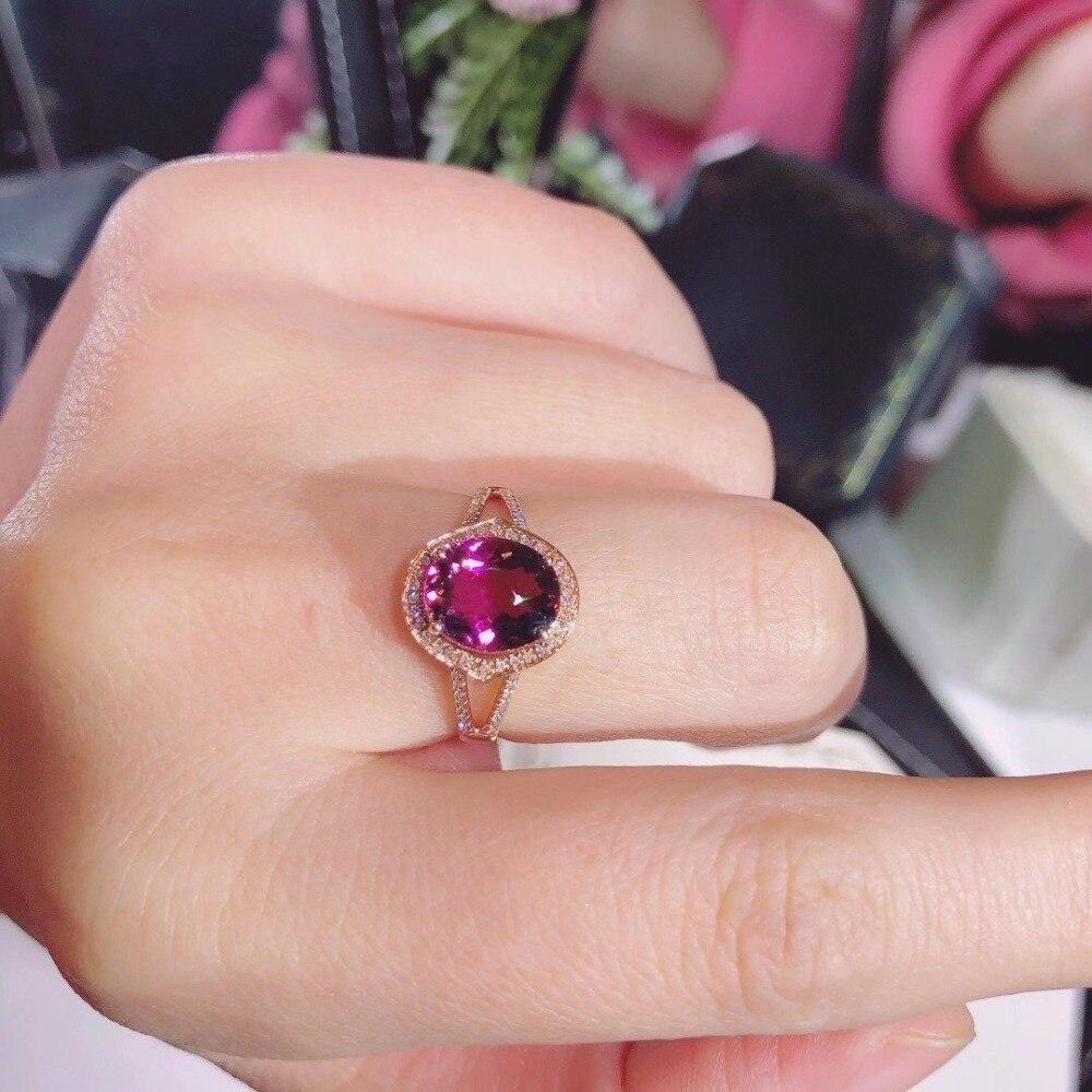 3.9 Carat Red Tourmaline Diamond Ring 18 Karat Yellow Gold For Sale 1