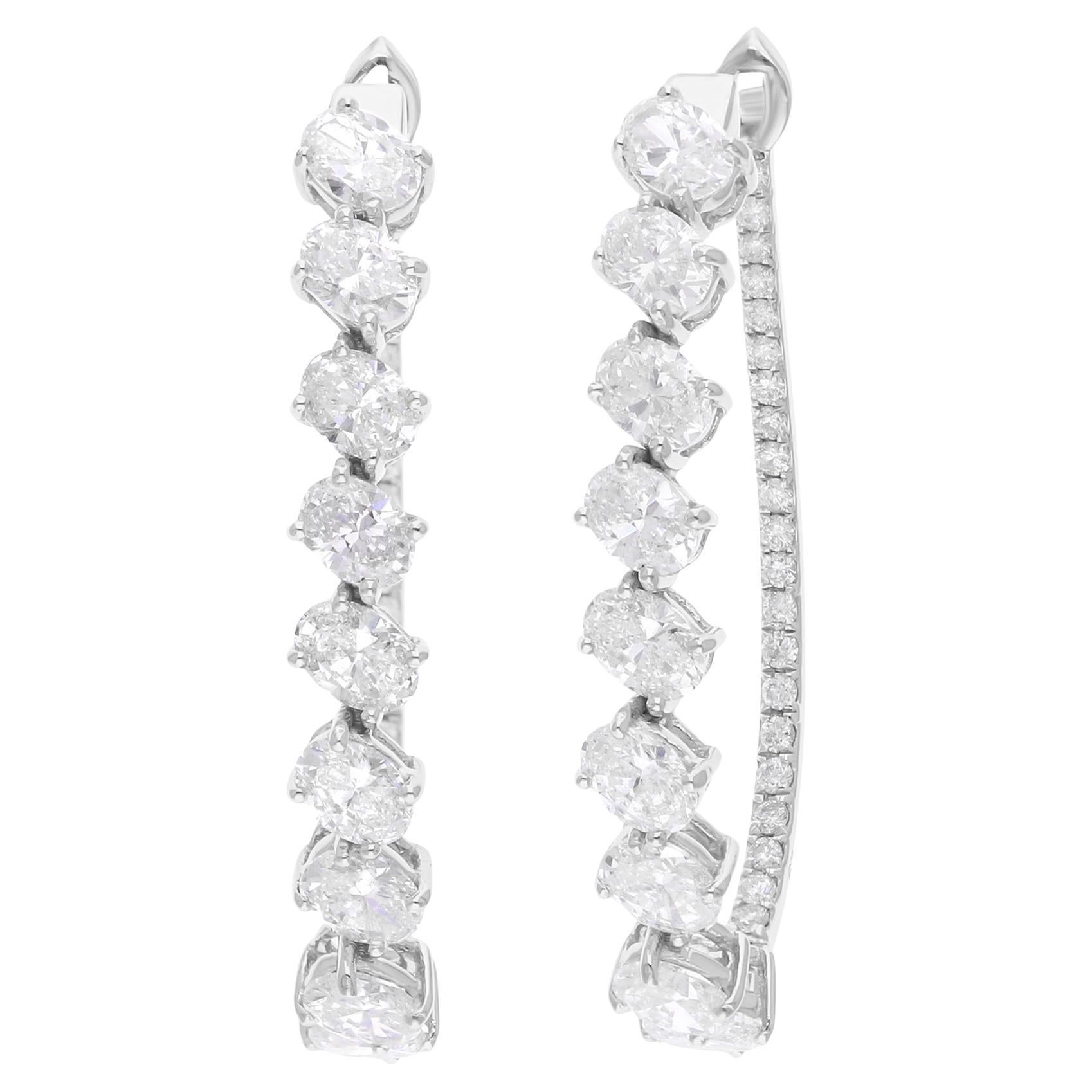 2.96 Carat SI/H Oval Round Brilliant Cut Diamond Earrings 14 Karat White Gold