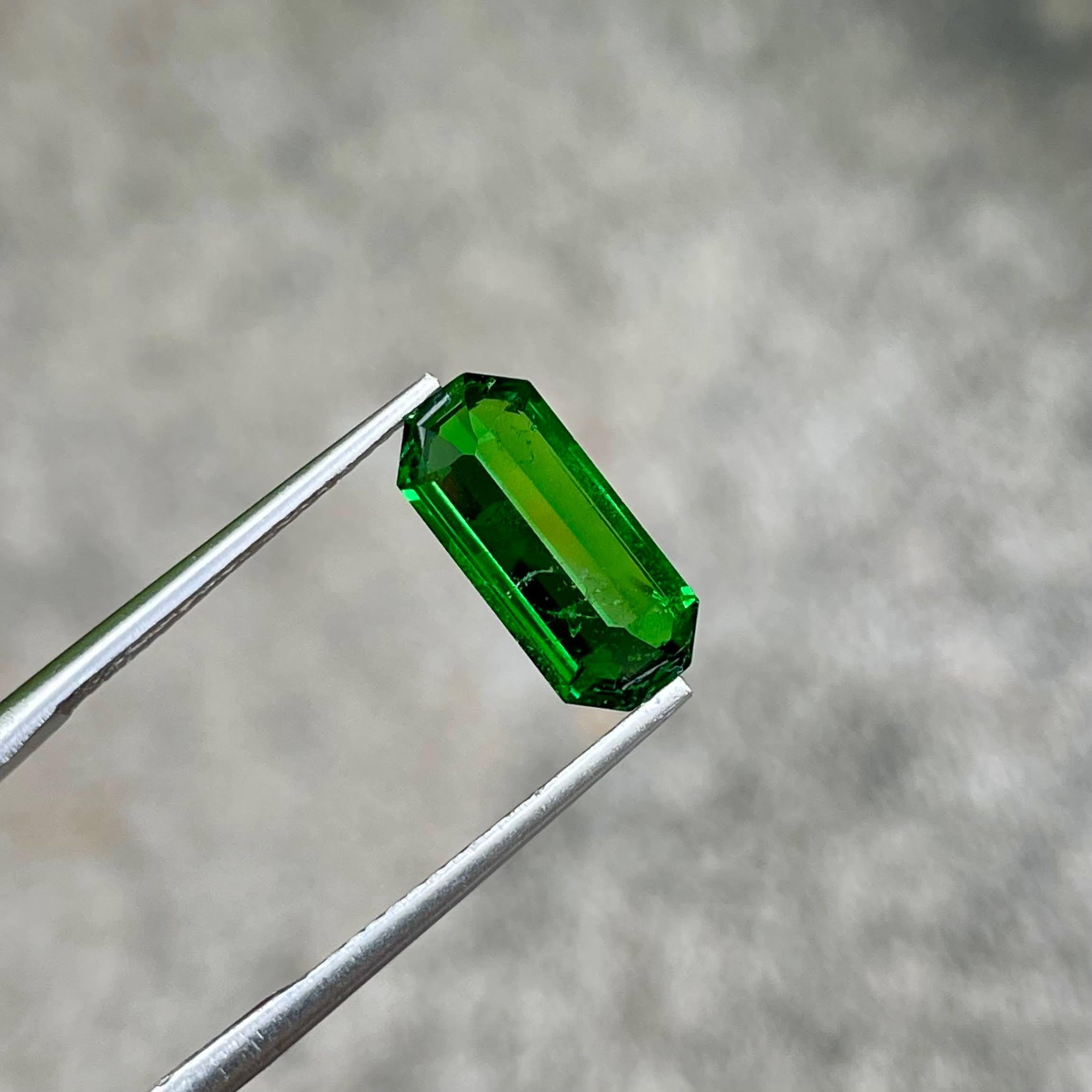 Moderno 2.96 Carati di Granato Verde Tsavorite Taglio Smeraldo Gemma Naturale Dal Kenya in vendita