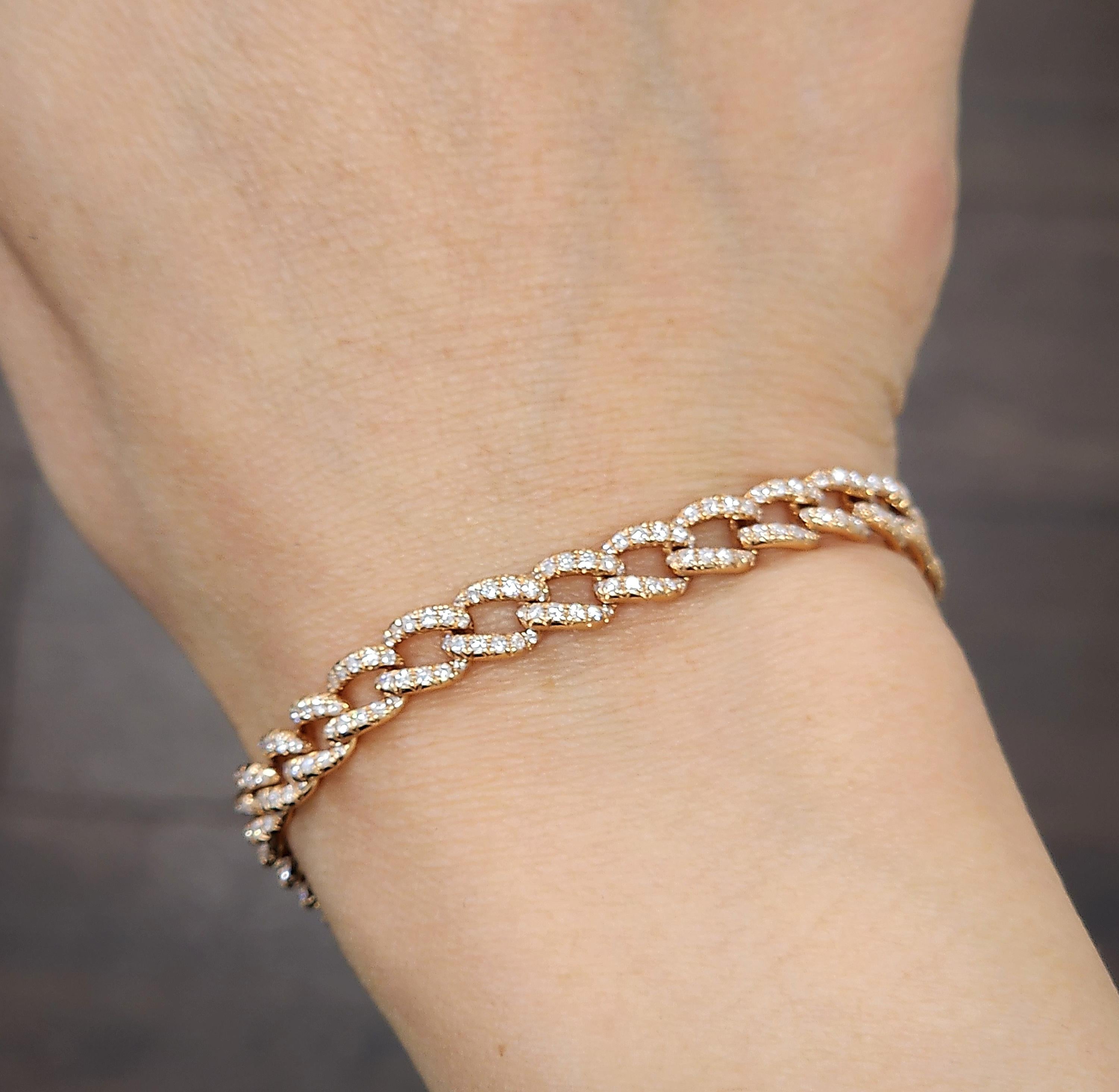 Bracelet de diamants à maillons cubains de 2,96 ct Neuf - En vente à Chicago, IL