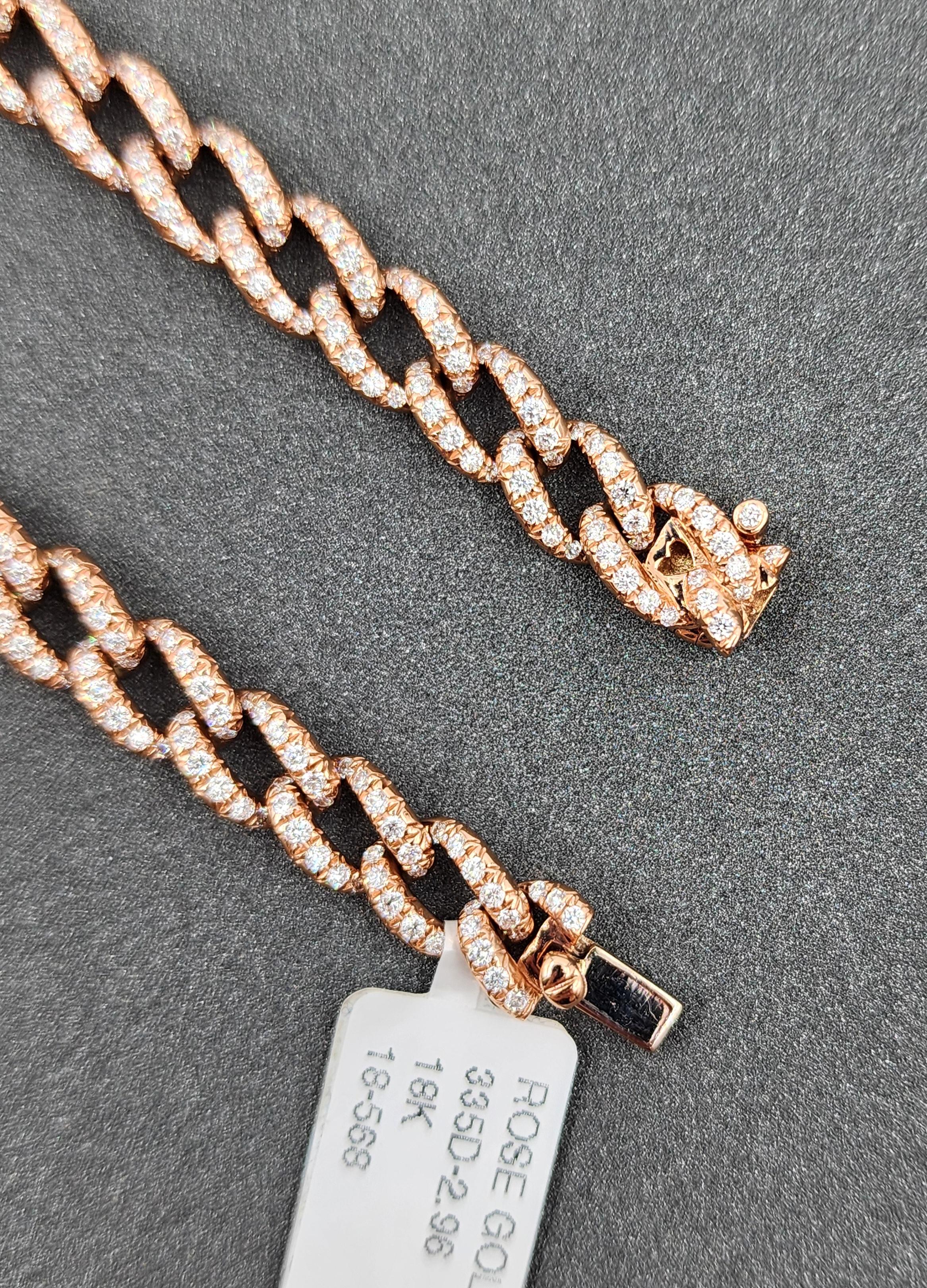 Bracelet de diamants à maillons cubains de 2,96 ct en vente 1