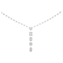 2.96 CTW diamonds 18K White gold ETON Collection long Pendant Necklace