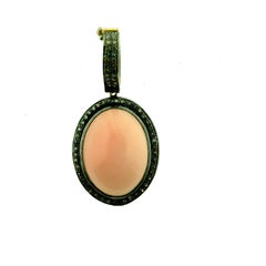 29.60Ct Pink Coral Diamonds Pendant in Oxidized Sterling Silver, 14 Karat Gold