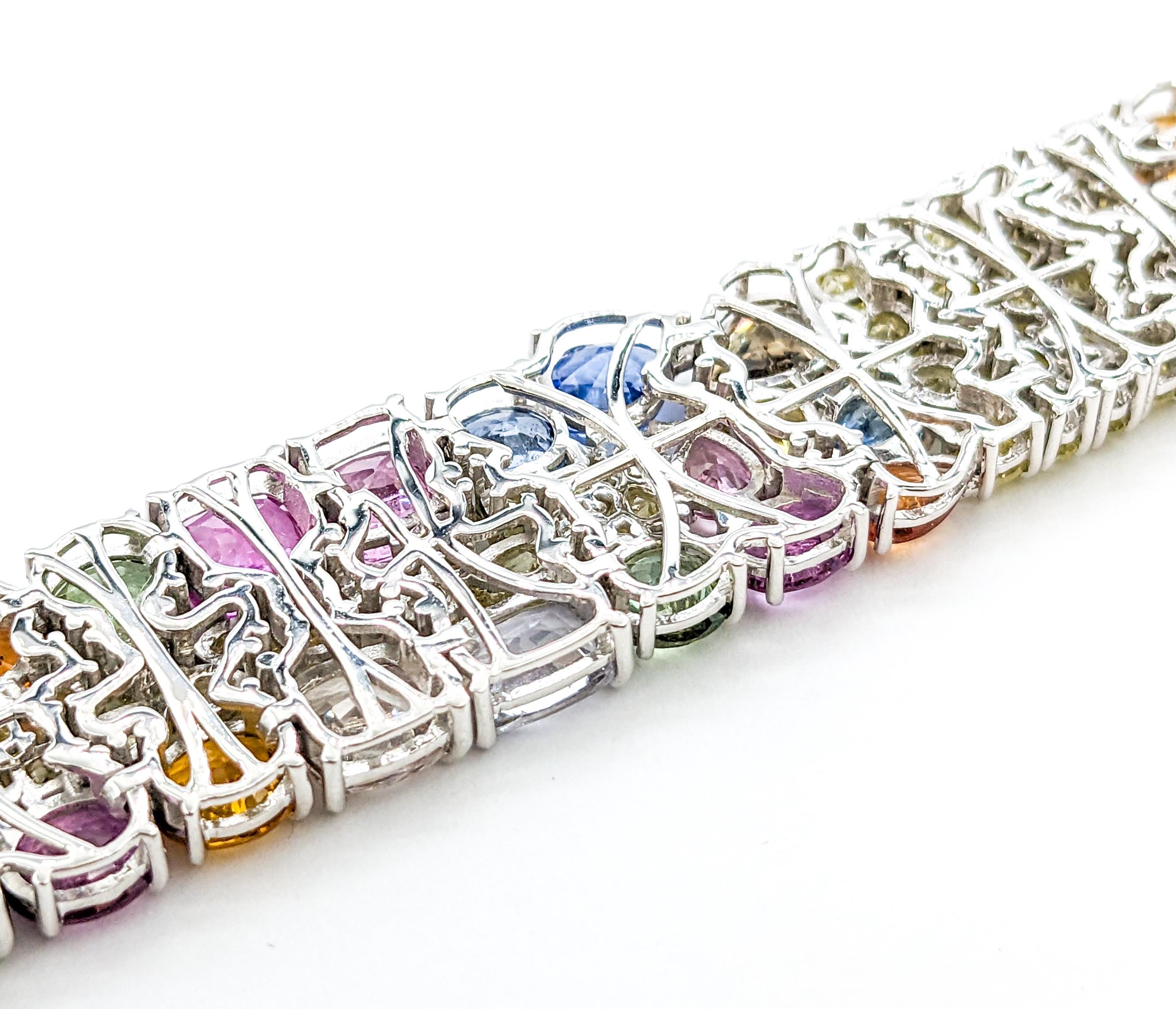 29.64ctw Multi-Color Sapphires & 13.50ctw Diamonds Bracelet In White Gold 4