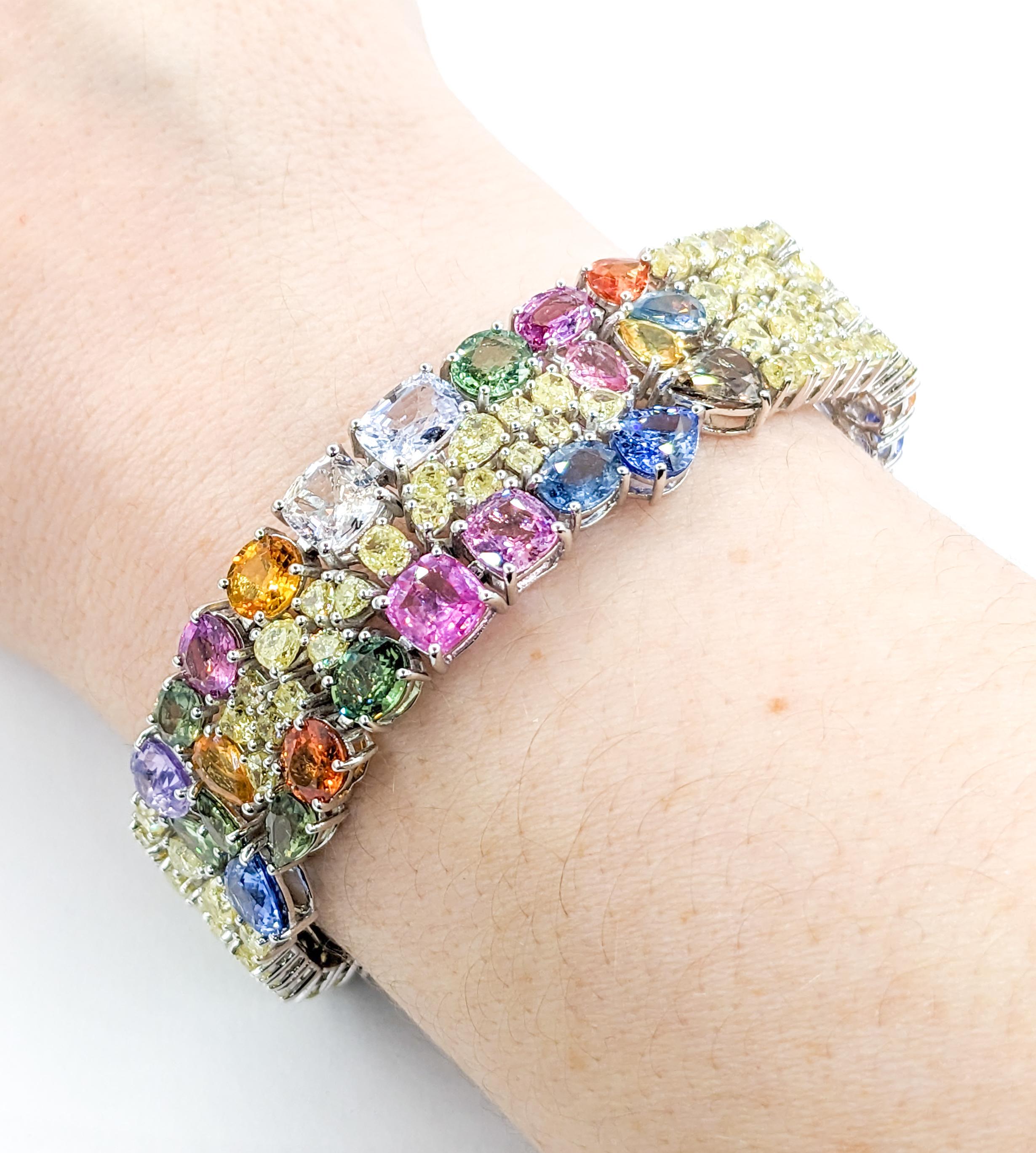29.64ctw Multi-Color Sapphires & 13.50ctw Diamonds Bracelet In White Gold 5