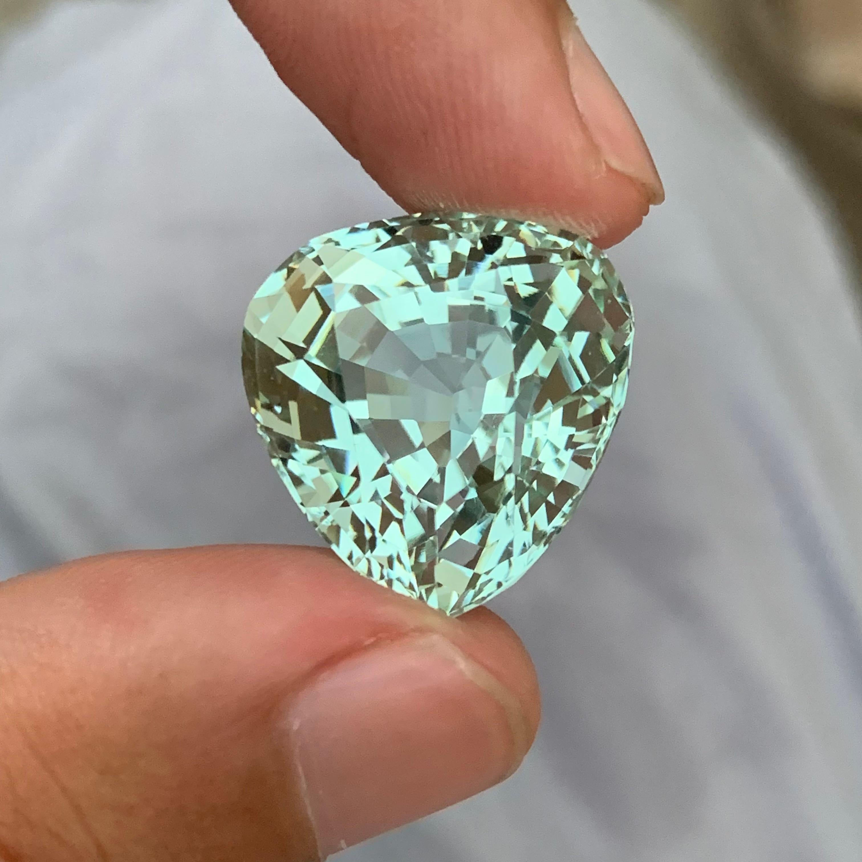 29.65 Carats Stunning Natural Loose Green Aquamarine Pear Shape From Africa Mine For Sale 2