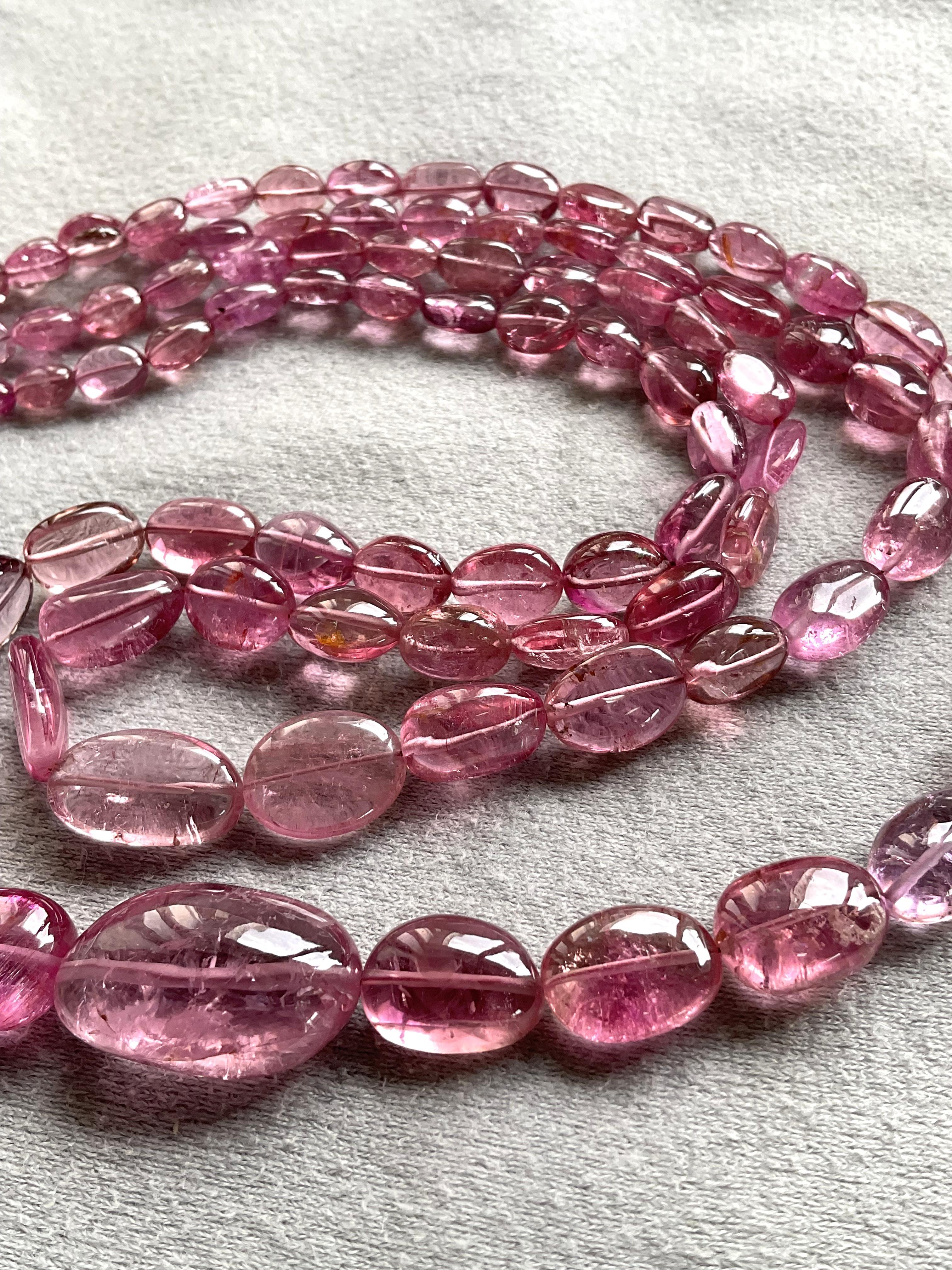 296.70 Carats Pink Tourmaline Plain Tumbled necklace Jewelry Natural Gemstones In New Condition For Sale In Jaipur, RJ
