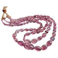 296,70 Karat Rosa Turmalin Plain Tumbled Halskette Schmuck Natürliche Edelsteine