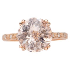 2.96ct Galaxy Morganite Diamond Band 14K Rose Gold Engagement Ring R6374