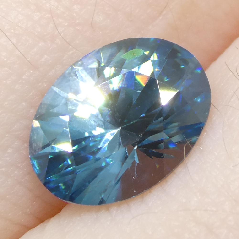 2.96ct Natural Earth Mined Oval Master Brilliant Cut Blue Zircon from Cambodia For Sale 7
