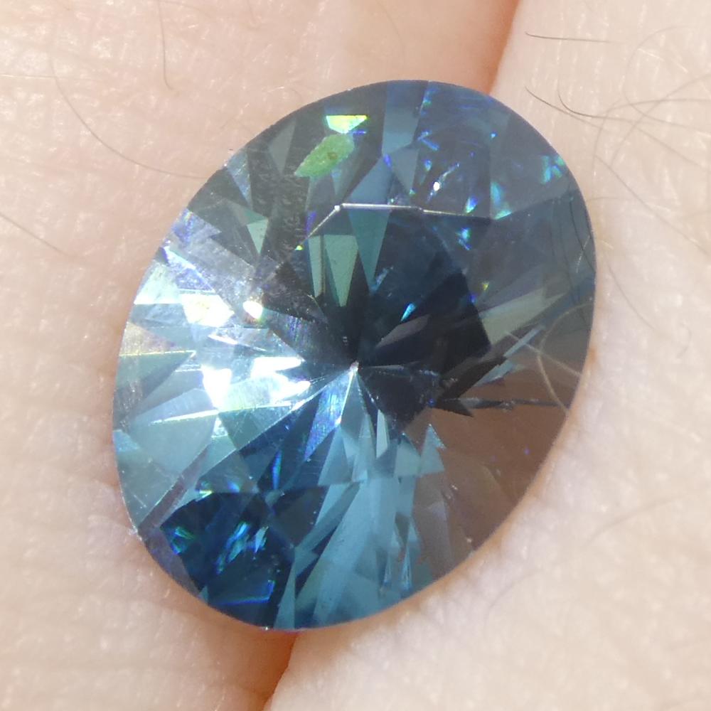 2.96ct Natural Earth Mined Oval Master Brilliant Cut Blue Zircon from Cambodia For Sale 8