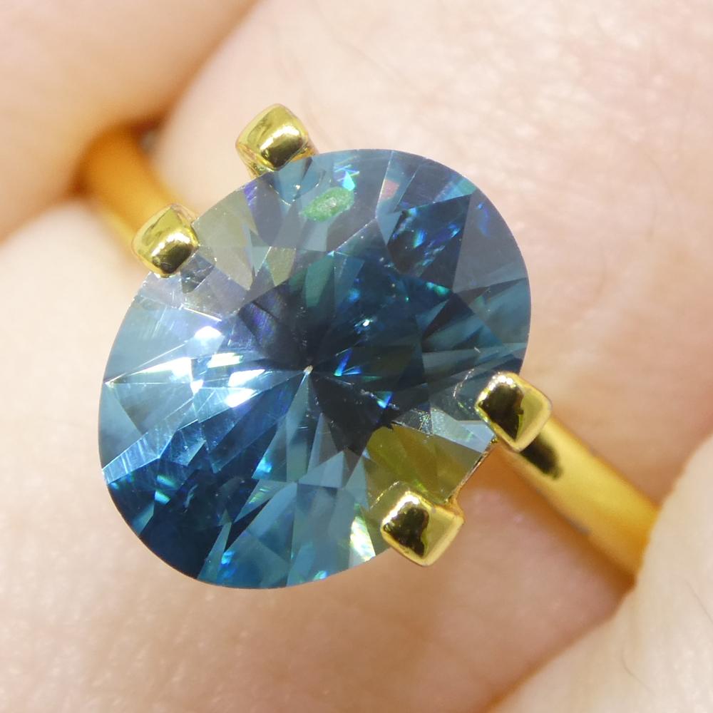 2.96ct Natural Earth Mined Oval Master Brilliant Cut Blue Zircon from Cambodia For Sale 9