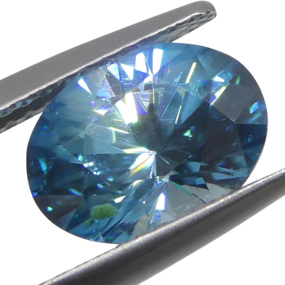 Women's or Men's 2.96ct Natural Earth Mined Oval Master Brilliant Cut Blue Zircon from Cambodia For Sale